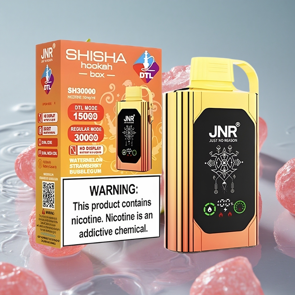 JNR Shisha Hookah Box 20500 Puffs Vienkartinis Vape Arbūzas Braškė Burbulis