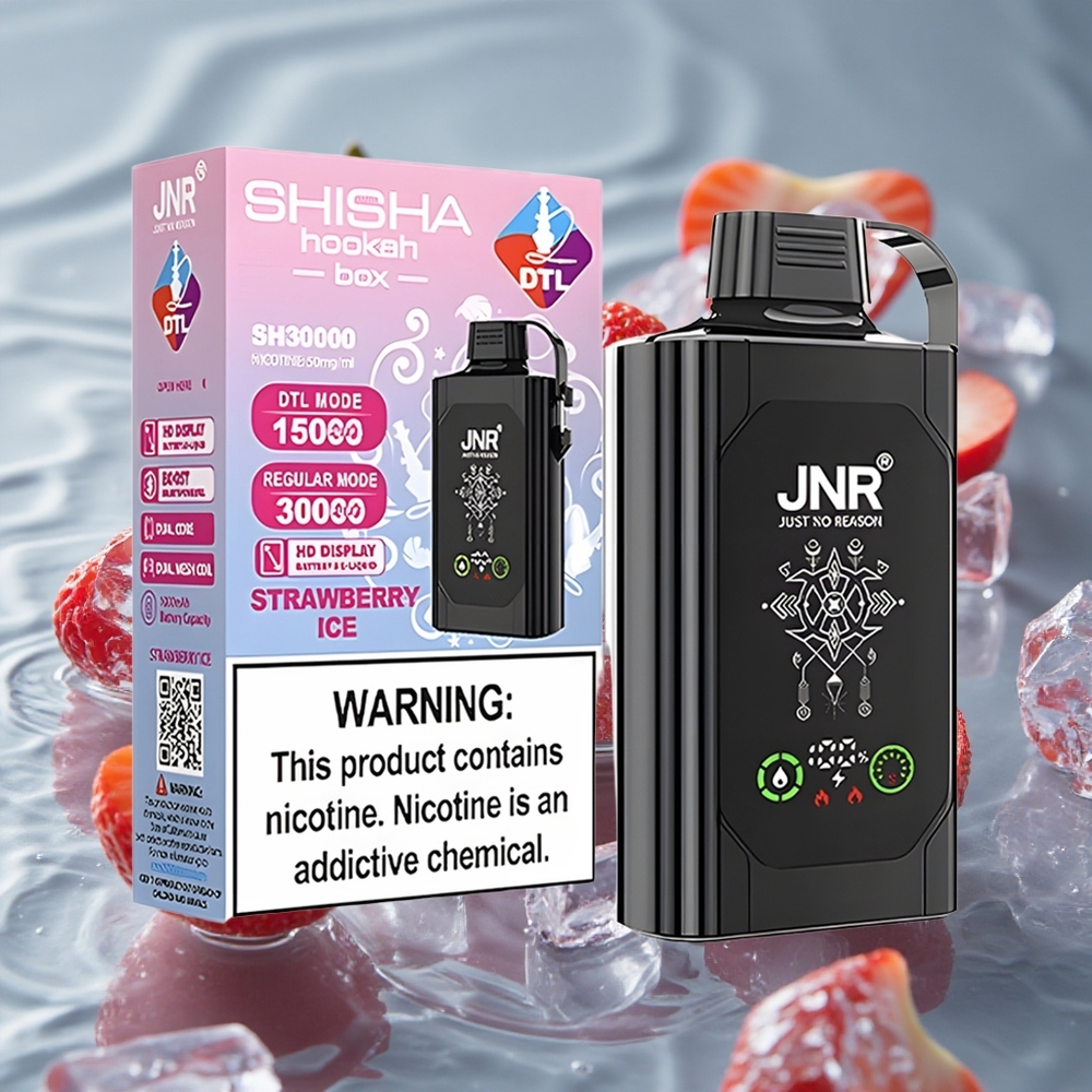 JNR Shisha Hookah Box 20500 Puffs Vienkartinis Vape Braškės Ledas