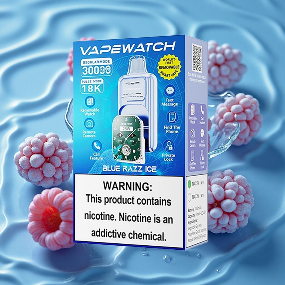 JNR VapeWatch 30000 Puffs Vienkartinis Vape Mėlynųjų Avietų Ledas