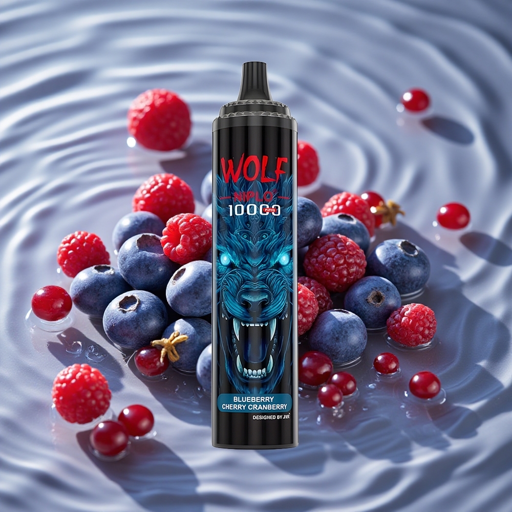 JNR Wolf Niplo 10000 Puffs Vienkartinis Vape Mėlynųjų Uogų Vyšnių Spanguolių