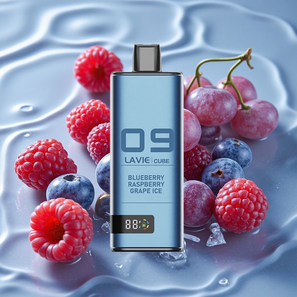 Lavie Cube 20000 Puffs Vienkartinis Vape Mėlynųjų Aviečių Avietės Vynuogių Ledas