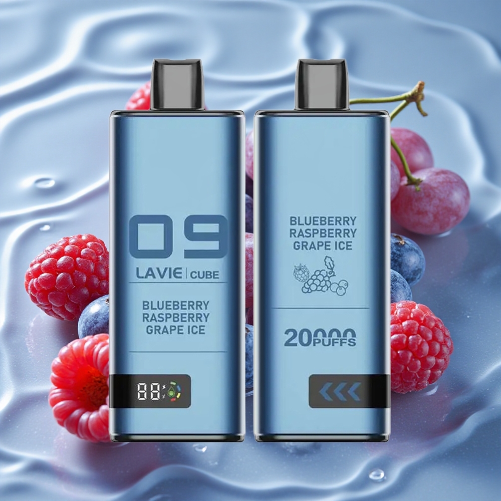 Lavie Cube 20000 Puffs Vienkartinis Vape Mėlynųjų Aviečių Avietės Vynuogių Ledas