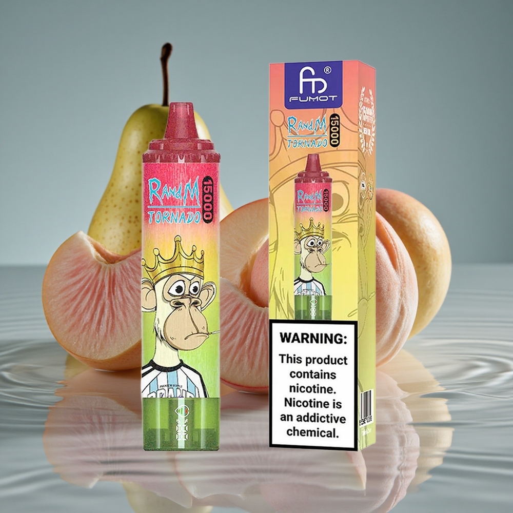 RandM Fumot Tornado 15000 Puffs 15000 Puffs Vienkartinis Vape Obuolys Persikas Kriaušė