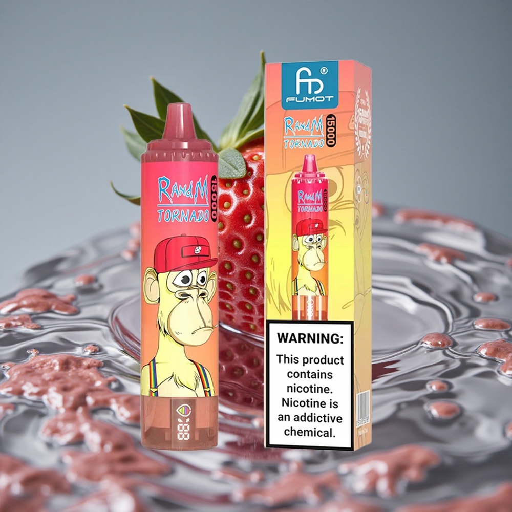 RandM Fumot Tornado 15000 Puffs 25ml Braškynės Raudonojo Jaučio