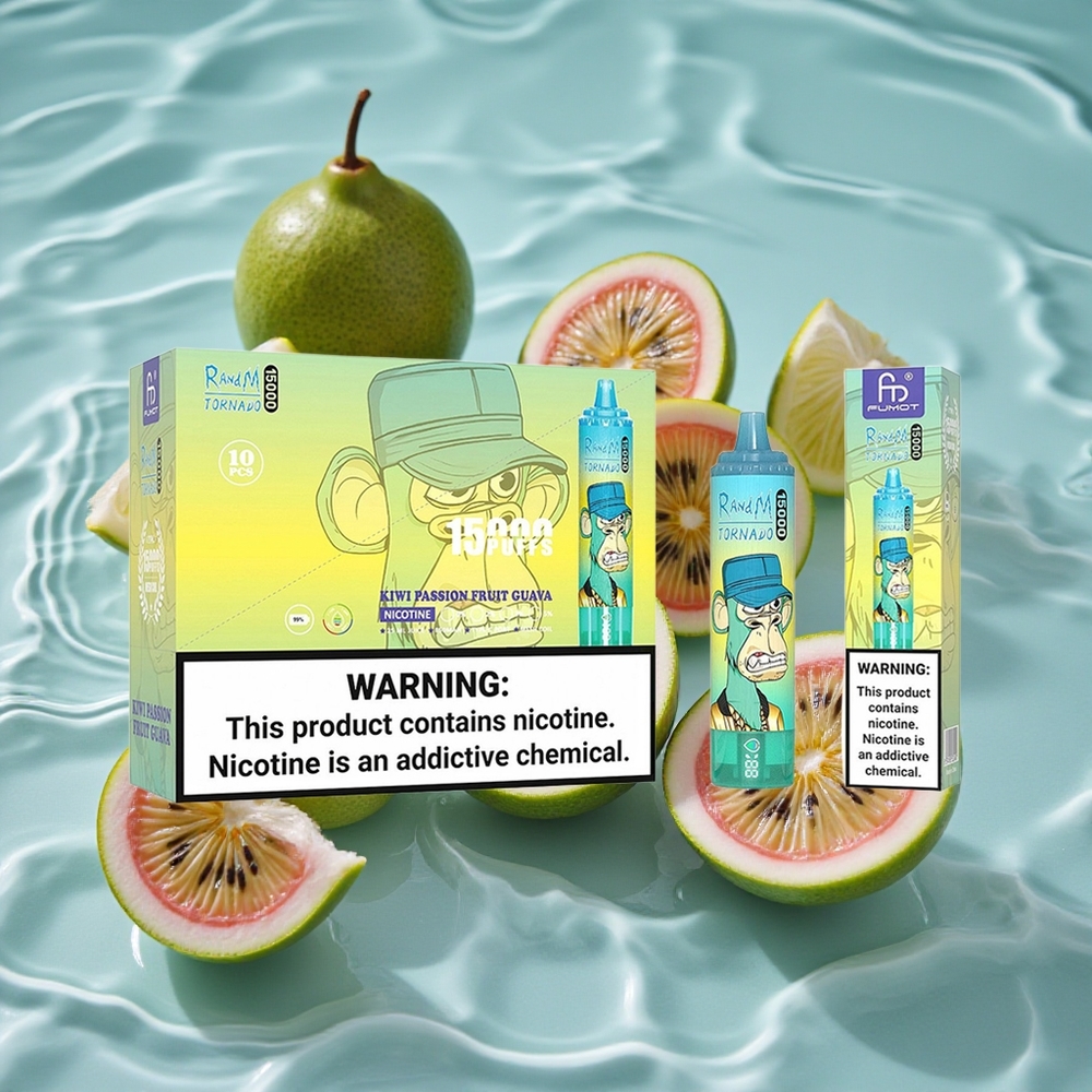 RandM Fumot Tornado 15000 Puffs 25ml Kiwi Marakuodė Guava
