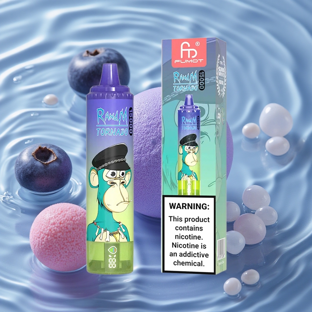 RandM Fumot Tornado 15000 Puffs Vienkartinis Vape Mėlynųjų Uogų Burbuliai