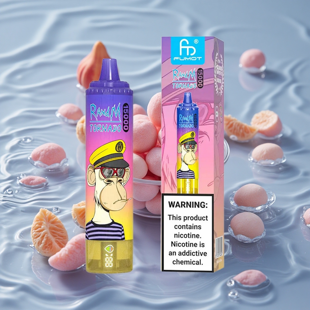 RandM Fumot Tornado 15000 Puffs Vienkartinis Vape Persikų Mėlynųjų Uogų Saldainiai