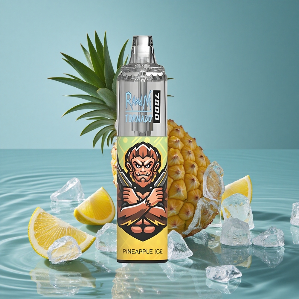 RandM Fumot Tornado 7000 Puffs 14 ML Skystis Vienkartinis Vape Ananasų Ledas