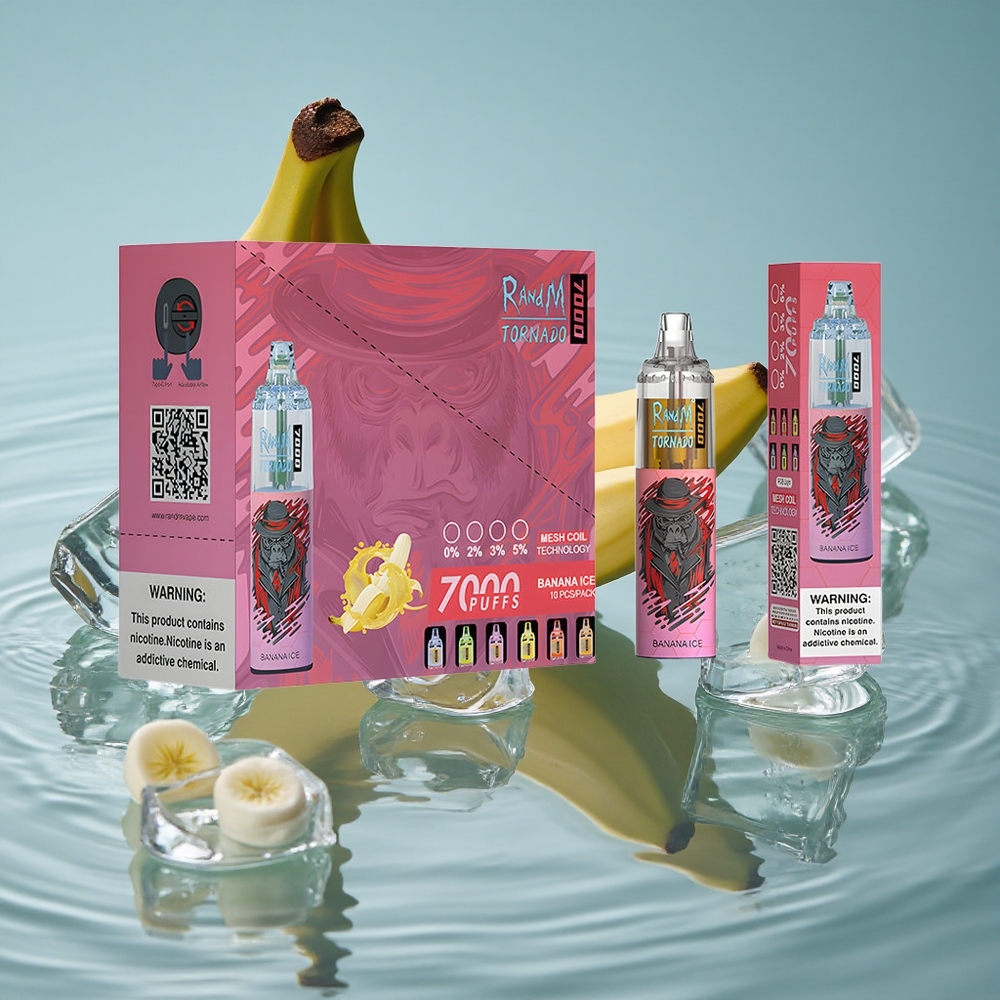 RandM Fumot Tornado 7000 Puffs Vienkartinis Vape Bananinė Ledinė