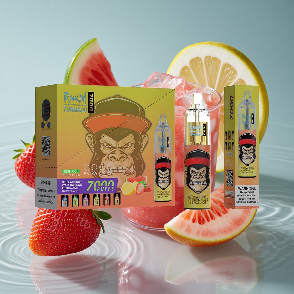 RandM Fumot Tornado 7000 Puffs Vienkartinis Vape Braškių Arbūzu Limonadas