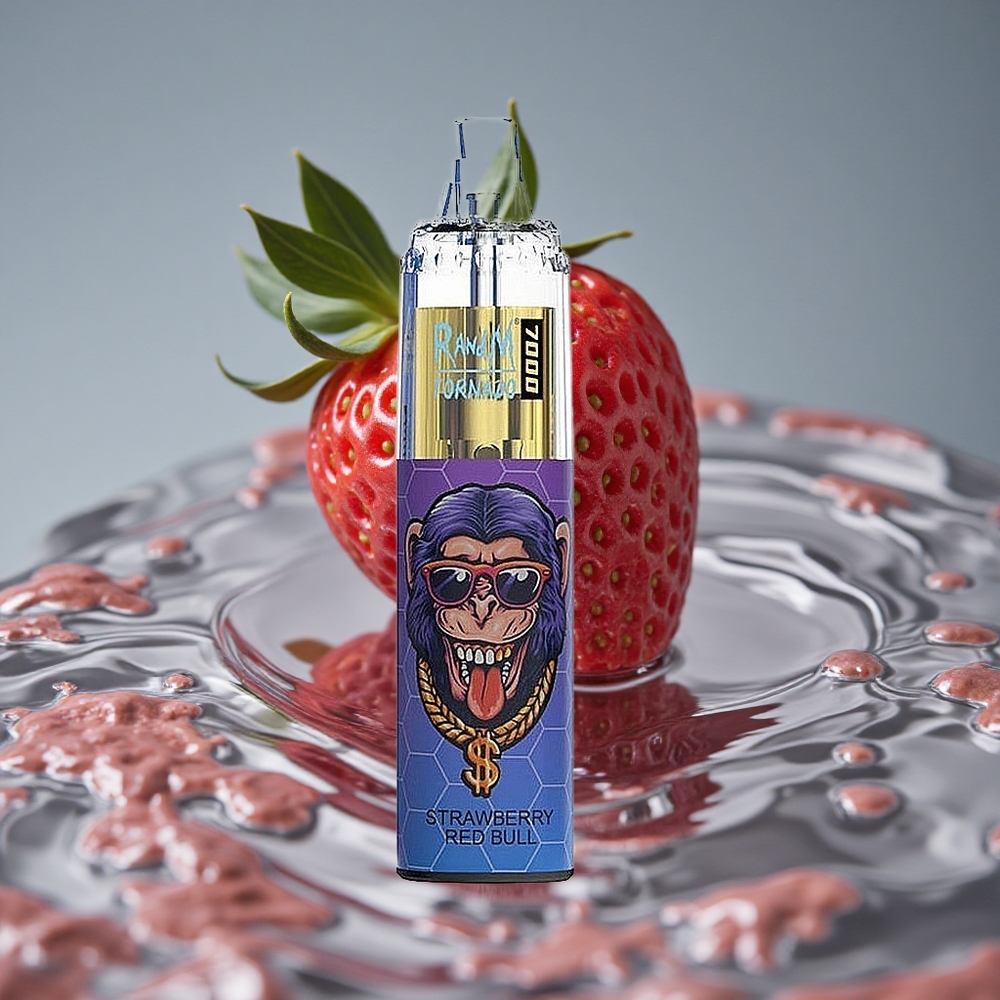 RandM Fumot Tornado 7000 Puffs Vienkartinis Vape Braškės Raudonasis Jautis