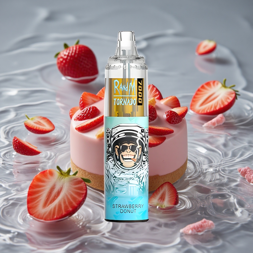 RandM Fumot Tornado 7000 Puffs Vienkartinis Vape Braškės Spurgos