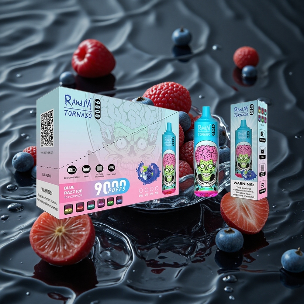 RandM Fumot Tornado 7000 Puffs Vienkartinis Vape Juodojo Drakono Ledas