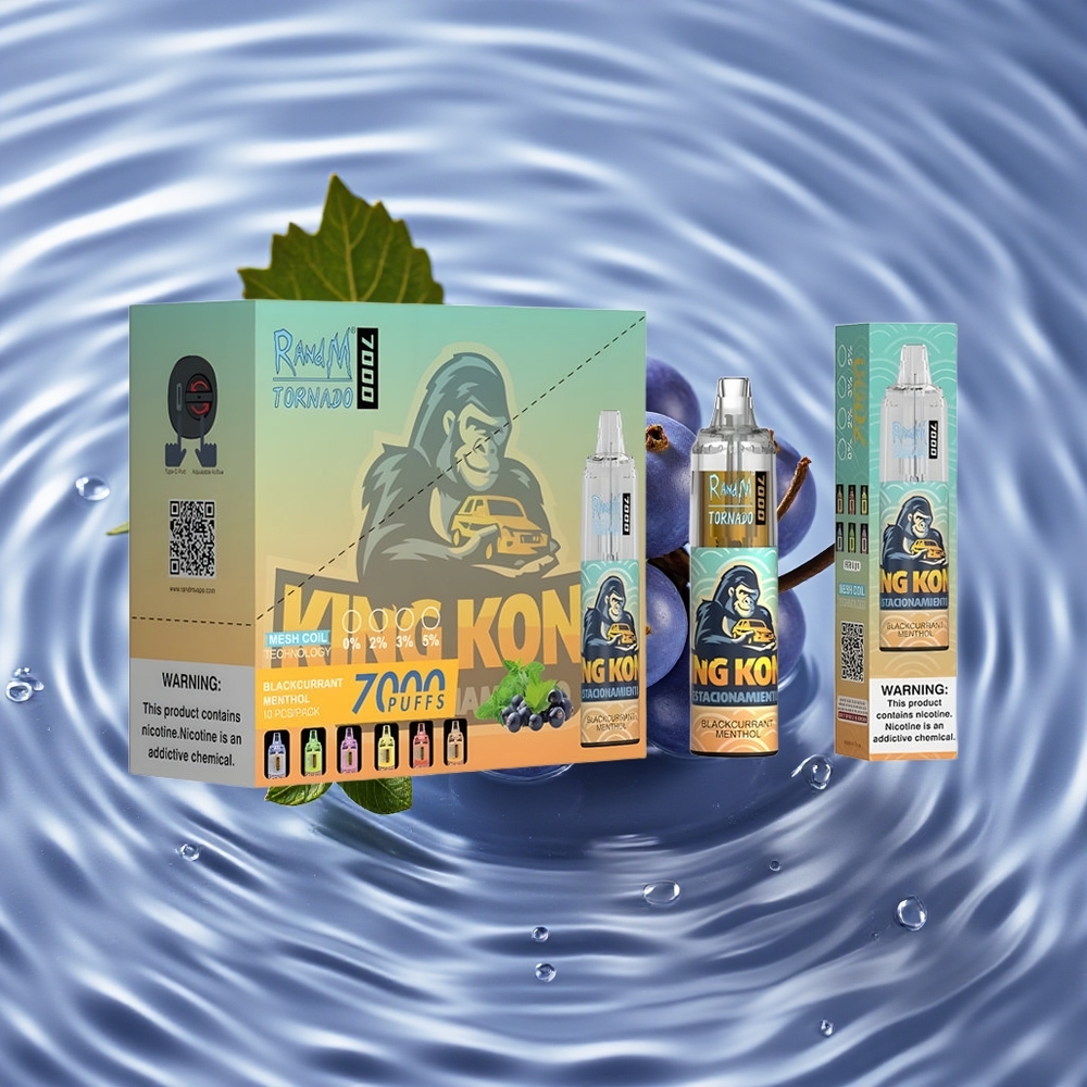 RandM Fumot Tornado 7000 Puffs Vienkartinis Vape Juodojo Serbento Mėtų