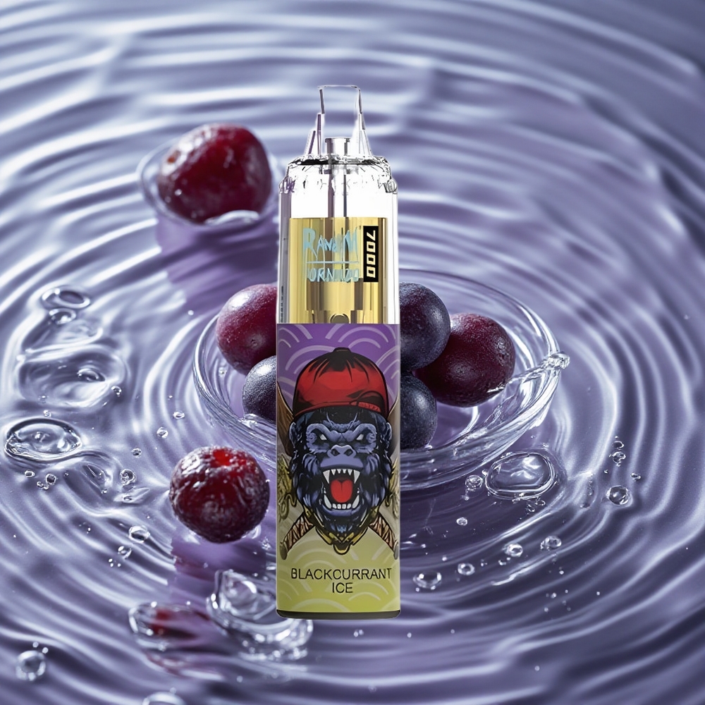 RandM Fumot Tornado 7000 Puffs Vienkartinis Vape Juodųjų Serbentų Ledas