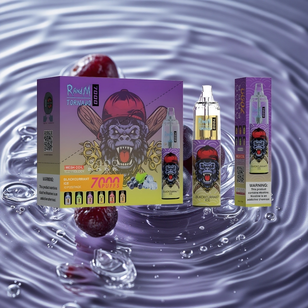 RandM Fumot Tornado 7000 Puffs Vienkartinis Vape Juodųjų Serbentų Ledas