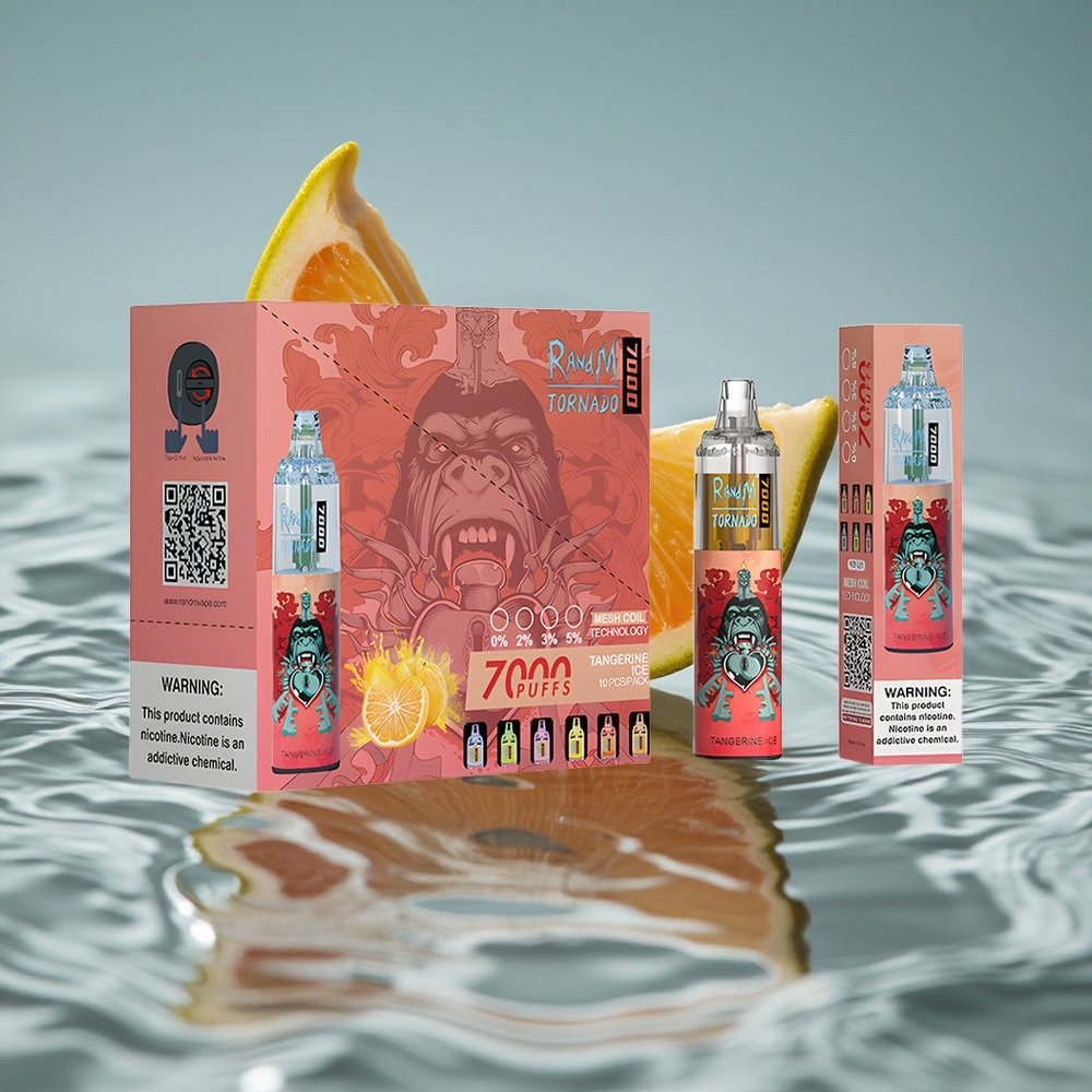 RandM Fumot Tornado 7000 Puffs Vienkartinis Vape Mandarino Ledas