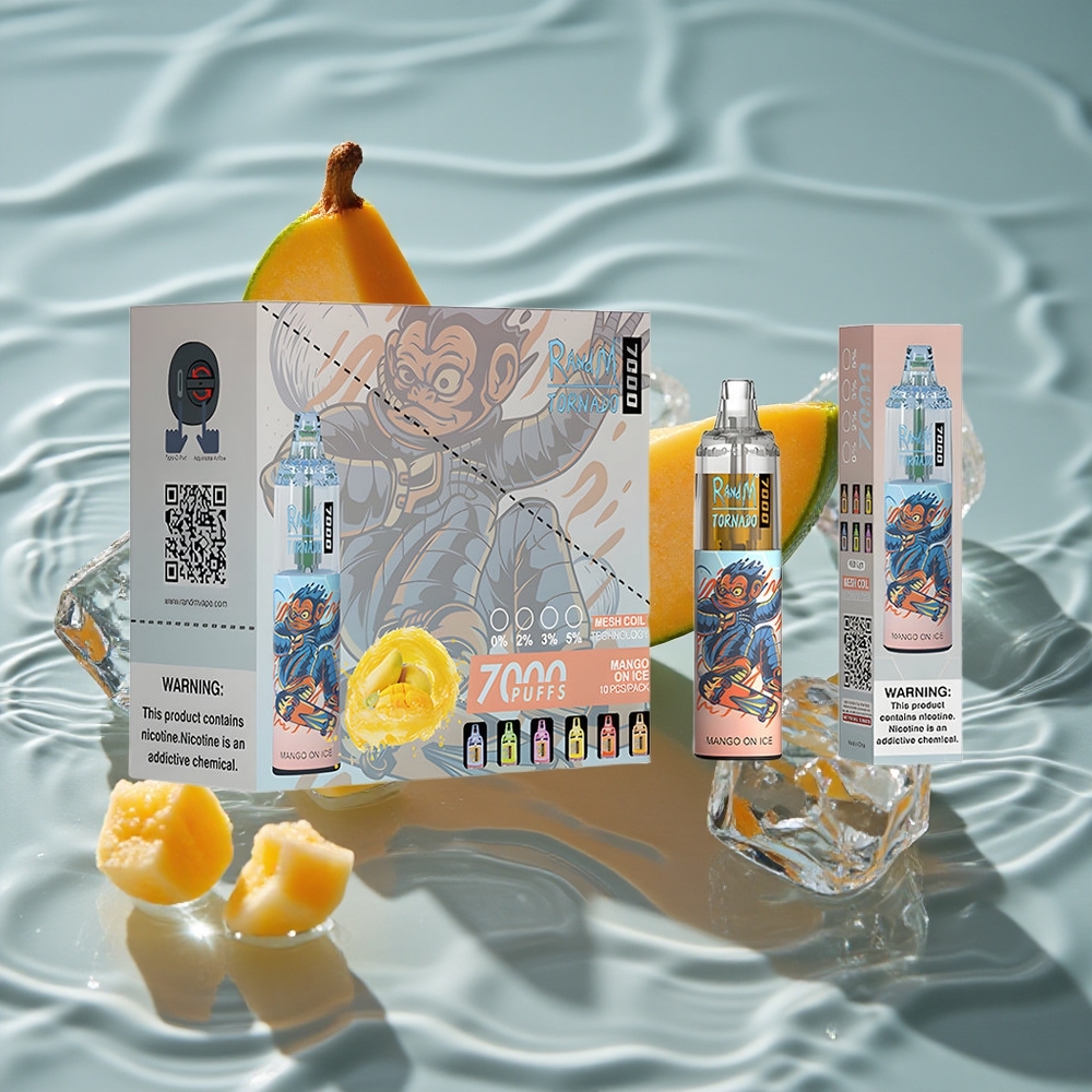 RandM Fumot Tornado 7000 Puffs Vienkartinis Vape Mango Ant Ledų