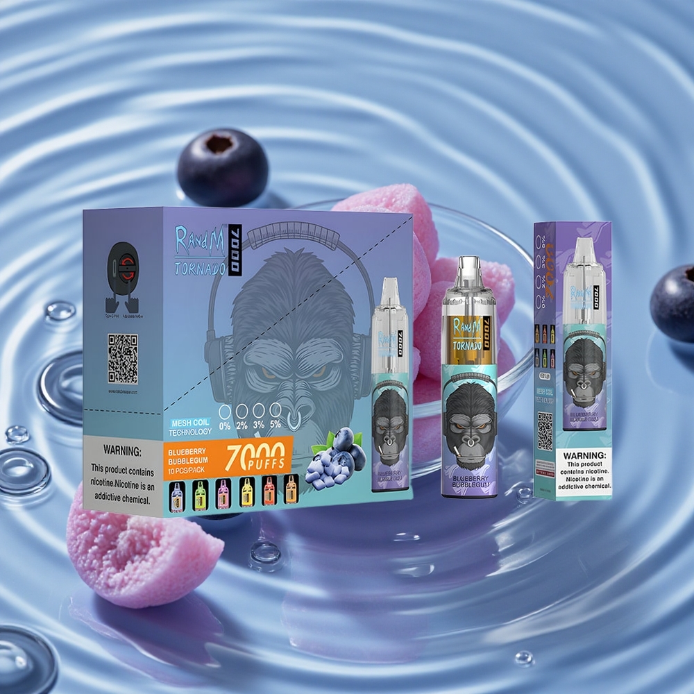 RandM Fumot Tornado 7000 Puffs Vienkartinis Vape Mėlynųjų Uogų Burbuliai