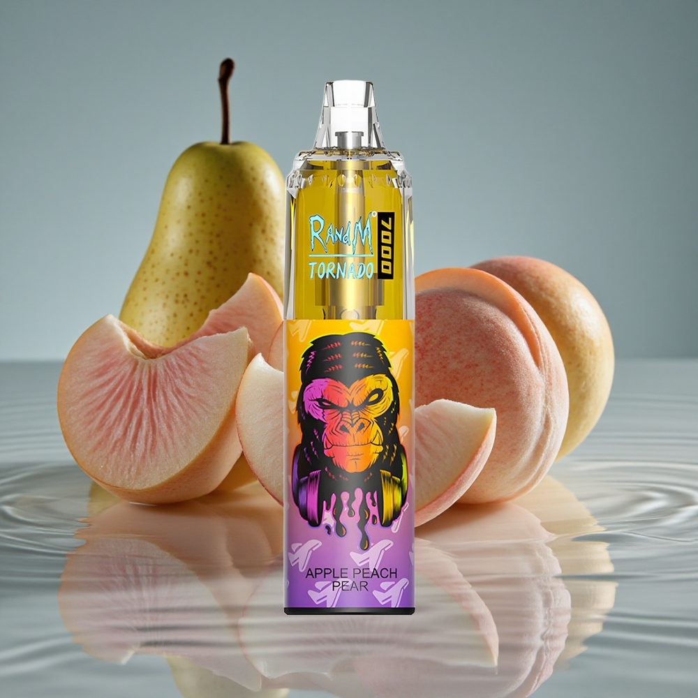 RandM Fumot Tornado 7000 Puffs Vienkartinis Vape Obuolys Persikas Kriaušė
