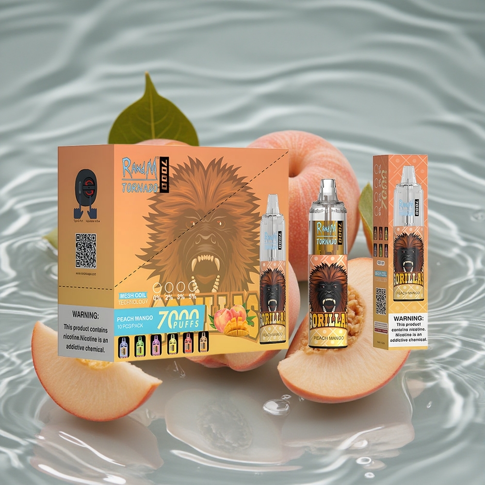 RandM Fumot Tornado 7000 Puffs Vienkartinis Vape Persikas Mango