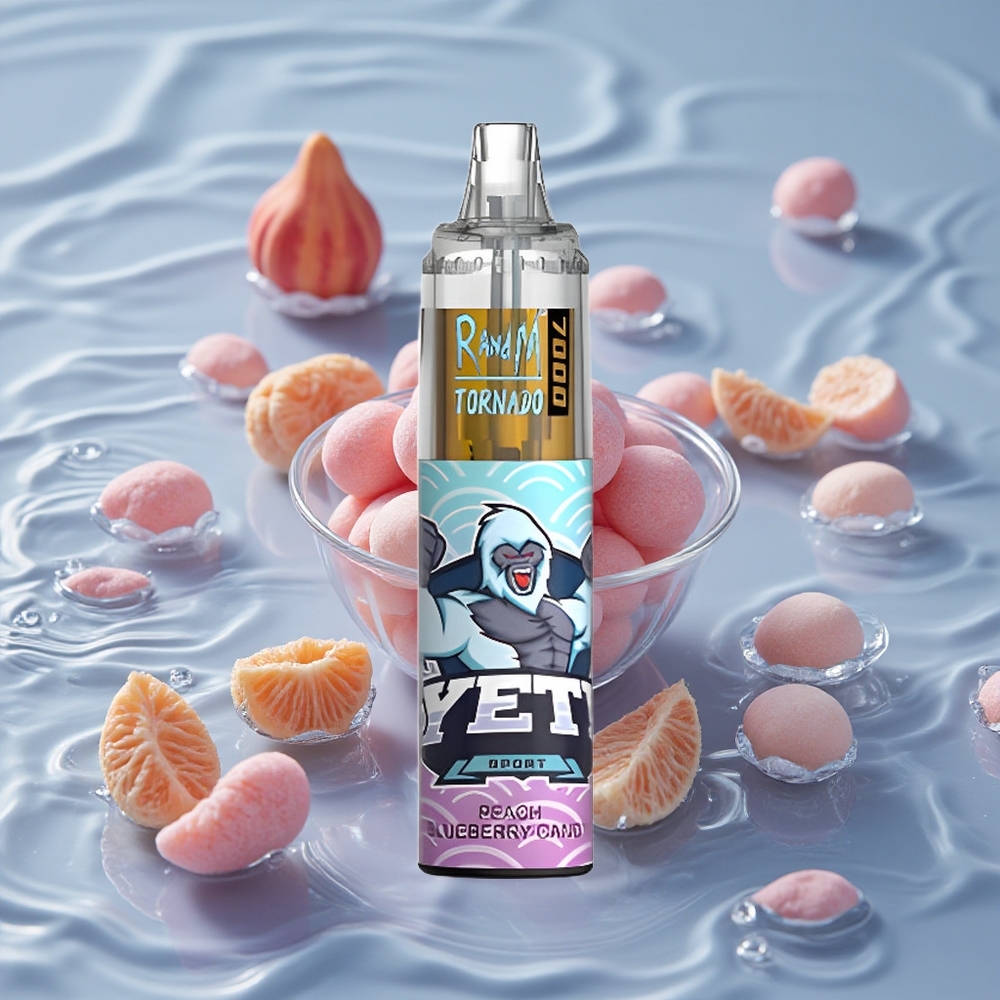 RandM Fumot Tornado 7000 Puffs Vienkartinis Vape Persikų Mėlynųjų Uogų Saldainiai