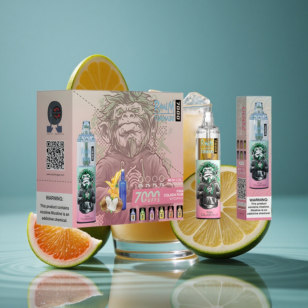 RandM Fumot Tornado 7000 Puffs Vienkartinis Vape Pina Kolada Romas
