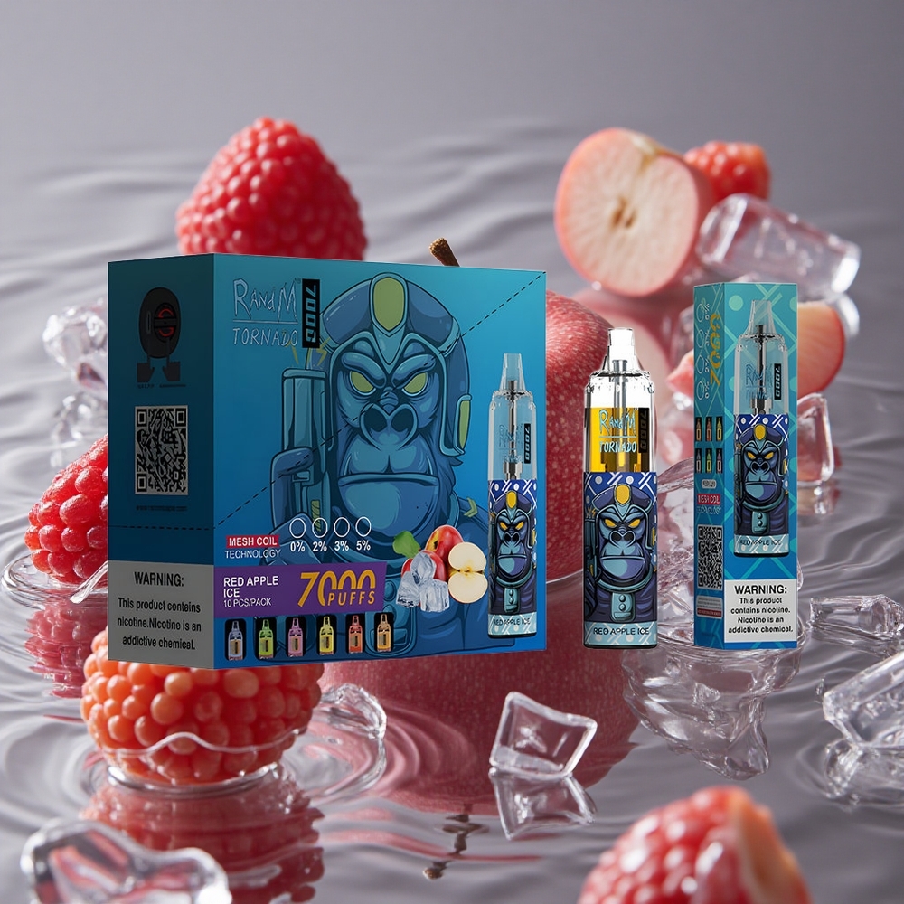 RandM Fumot Tornado 7000 Puffs Vienkartinis Vape Raudonoji Obuolių Šaltis