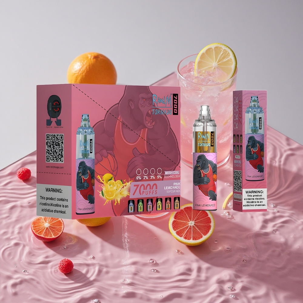 RandM Fumot Tornado 7000 Puffs Vienkartinis Vape Rožinė Citrinada