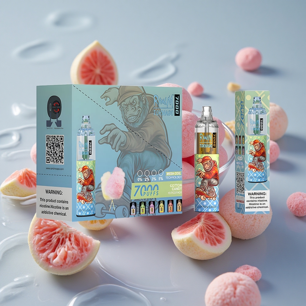 RandM Fumot Tornado 7000 Puffs Vienkartinis Vape Sūkurinis Cukraus Vatas