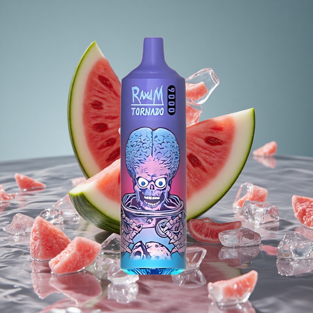 RandM Fumot Tornado 9000 Puffs 54 Įvairovė Vienkartinis Vape Arbūzas Brazz Ledas