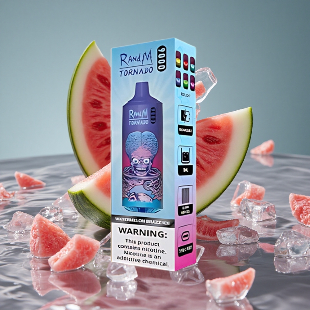 RandM Fumot Tornado 9000 Puffs 54 Įvairovė Vienkartinis Vape Arbūzas Brazz Ledas