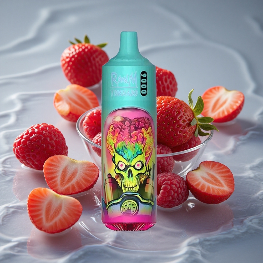 RandM Fumot Tornado 9000 Puffs Braškė Avietė Vienkartinis Vape