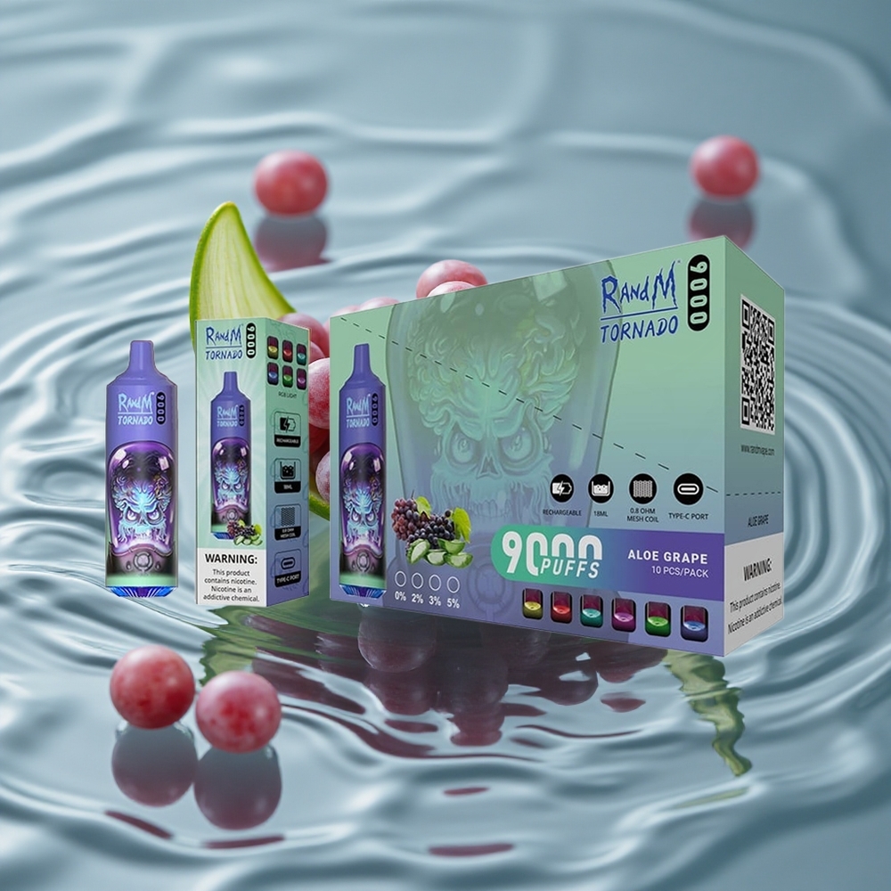 RandM Fumot Tornado 9000 Puffs Vienkartinis Vape Aliejaus Vynuogė