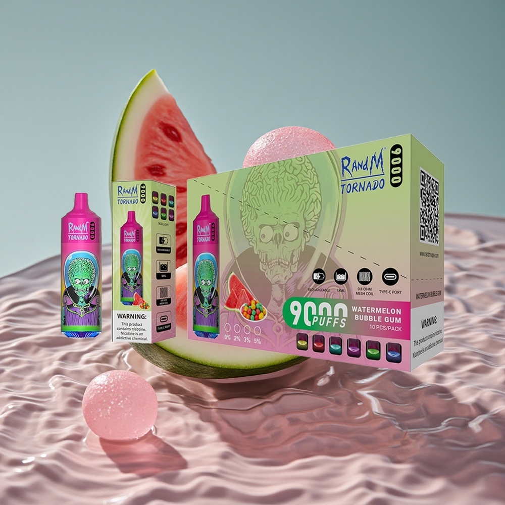 RandM Fumot Tornado 9000 Puffs Vienkartinis Vape Arbūzo Burbulų Guma