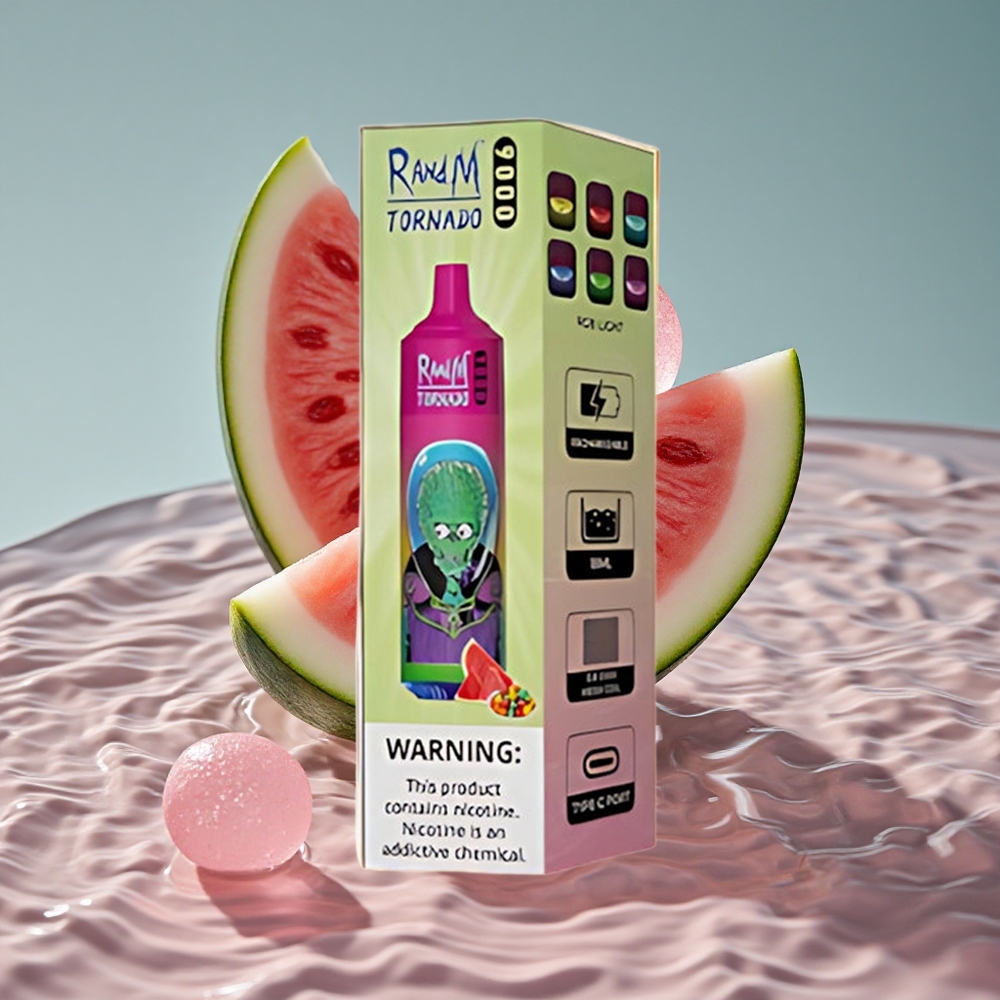 RandM Fumot Tornado 9000 Puffs Vienkartinis Vape Arbūzo Burbulų Guma