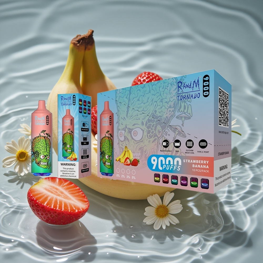 RandM Fumot Tornado 9000 Puffs Vienkartinis Vape Braškių Bananų
