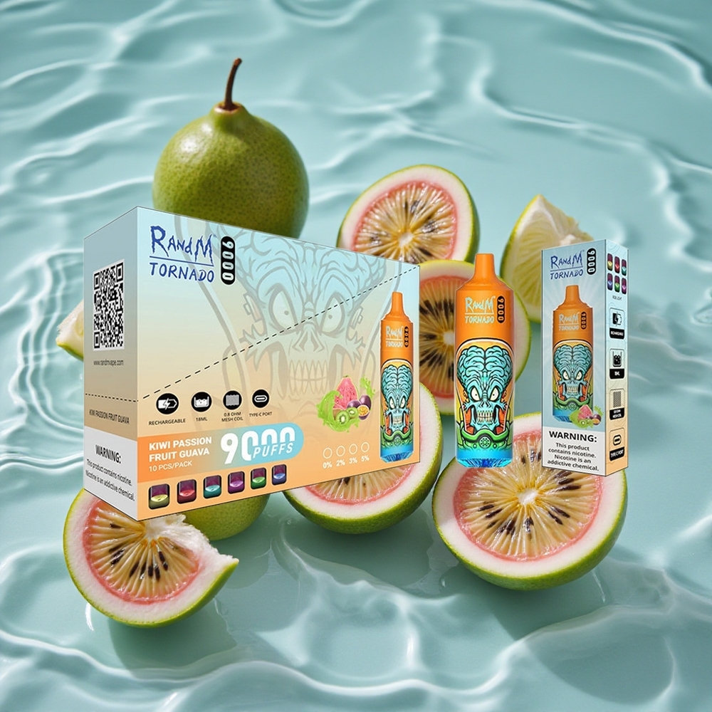 RandM Fumot Tornado 9000 Puffs Vienkartinis Vape Kiwi Pasifliuotos Gvajava