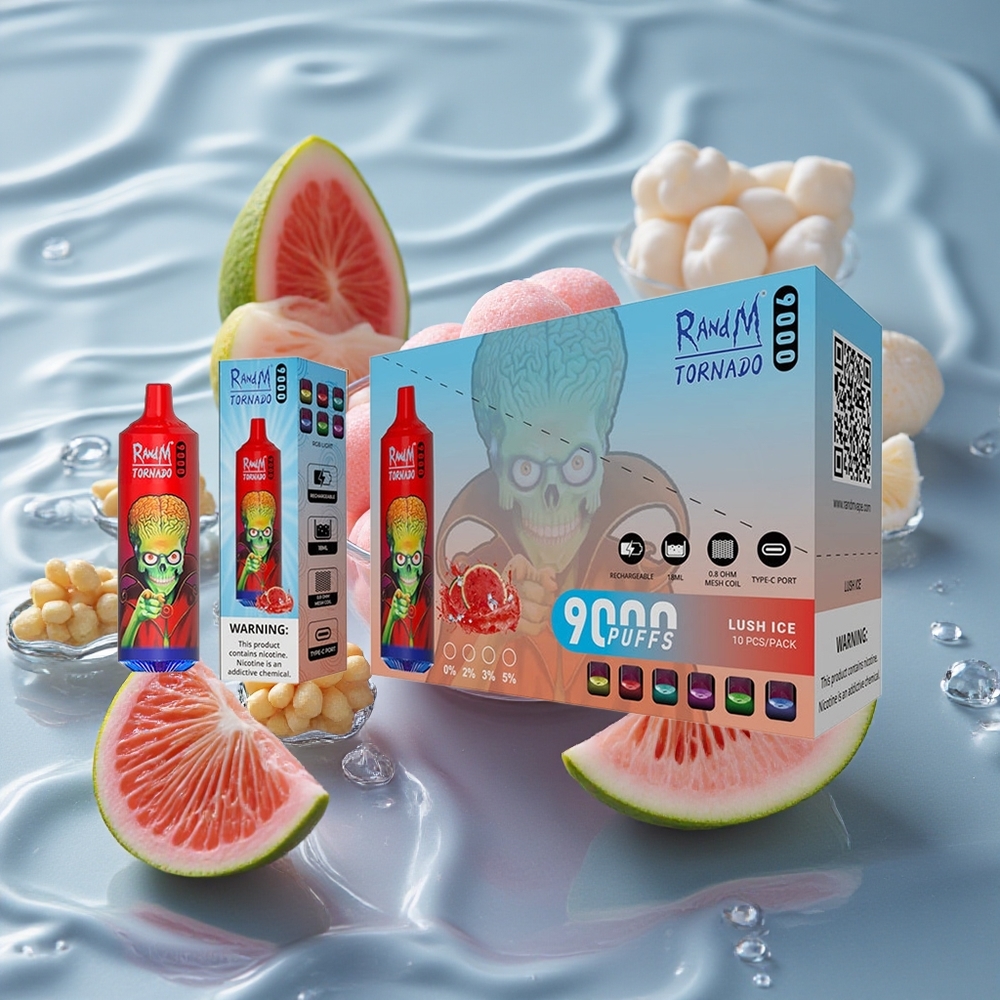RandM Fumot Tornado 9000 Puffs Vienkartinis Vape Ledo Sultys