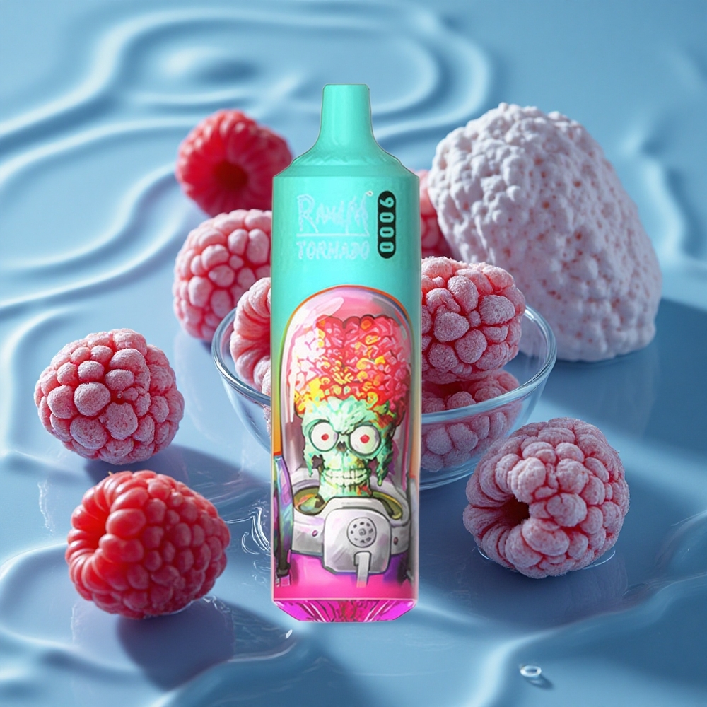 RandM Fumot Tornado 9000 Puffs Vienkartinis Vape Mėlyna Rūgščioji Avietė