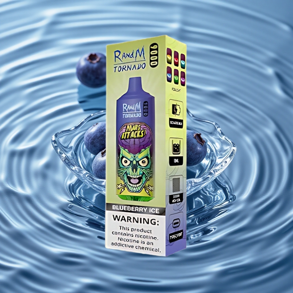 RandM Fumot Tornado 9000 Puffs Vienkartinis Vape Mėlynųjų Uogų Ledas