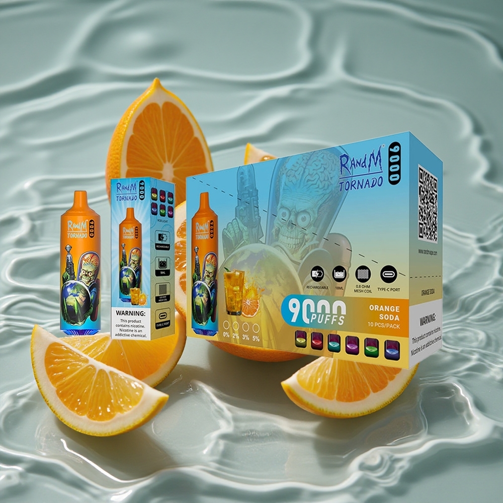 RandM Fumot Tornado 9000 Puffs Vienkartinis Vape Oranžinė Soda