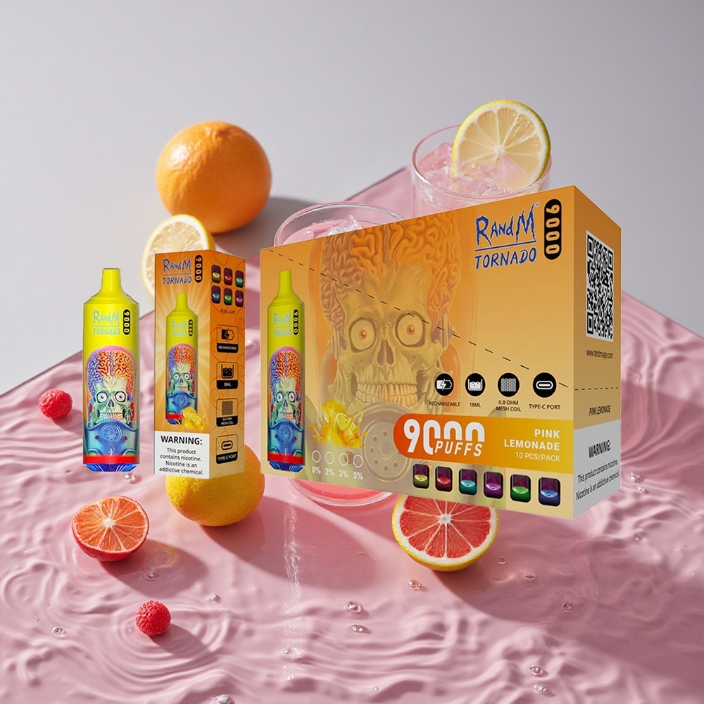 RandM Fumot Tornado 9000 Puffs Vienkartinis Vape Rožinė Citrinada