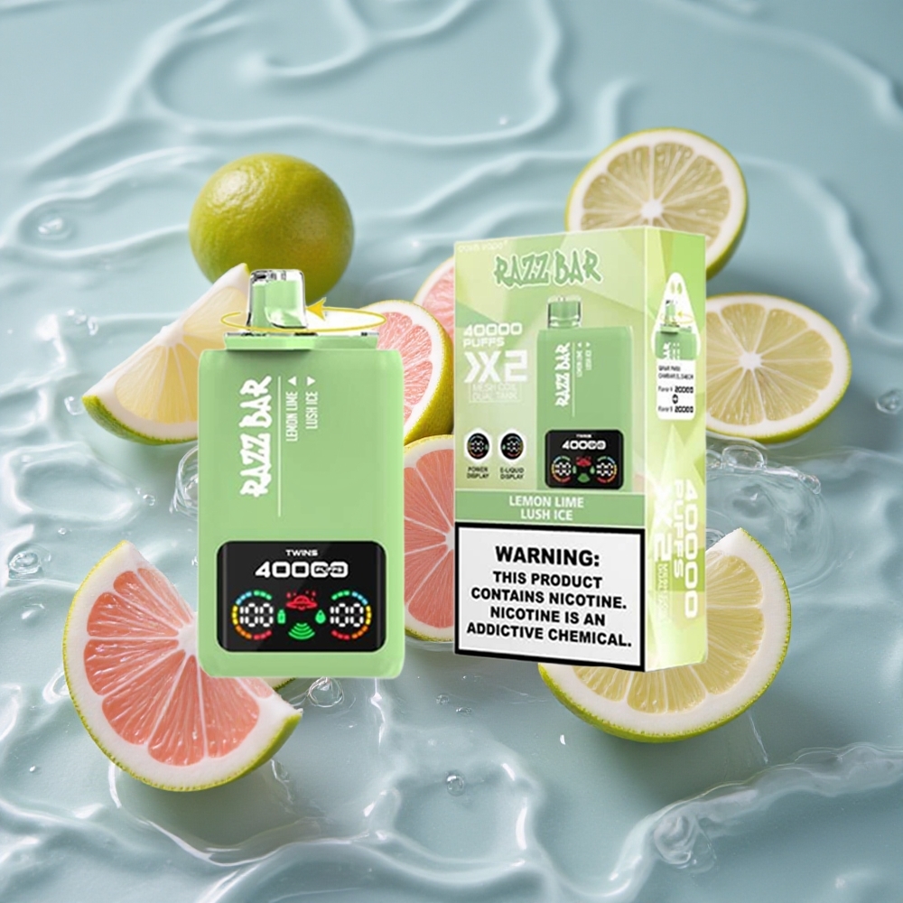 Razz Bar 40000 Pruškimų Vienkartinis Vape Citrina Žaliasis_Ledų Šalta