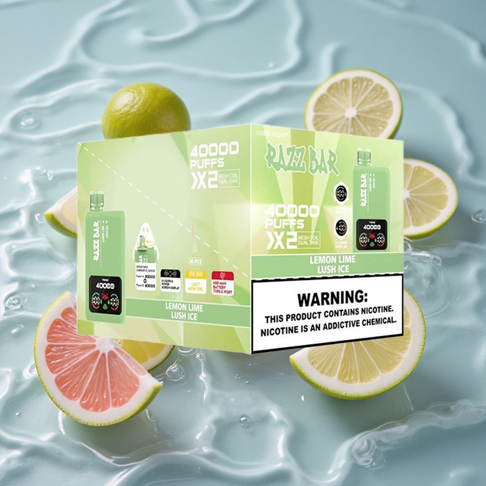 Razz Bar 40000 Pruškimų Vienkartinis Vape Citrina Žaliasis_Ledų Šalta