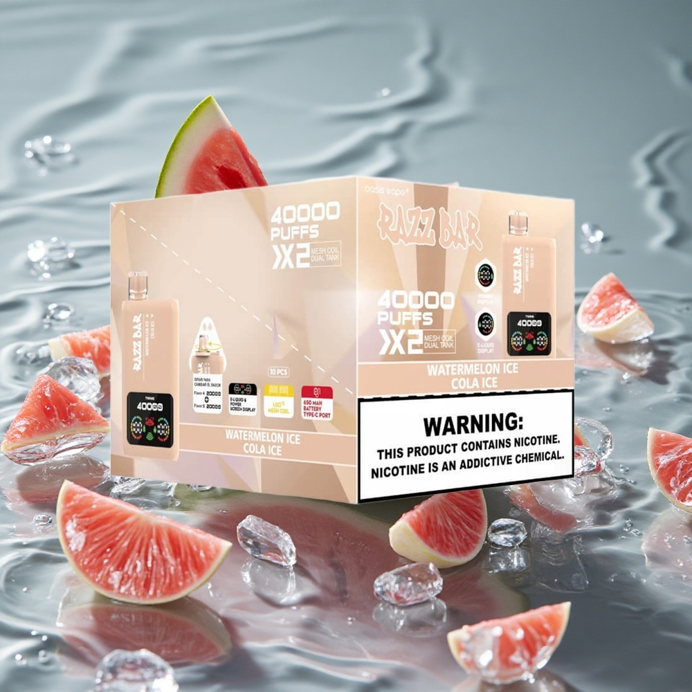 Razz Bar 40000 Puffs Ekranas Vienkartinis Vape Arbūzas Ledas_Kola Ledas