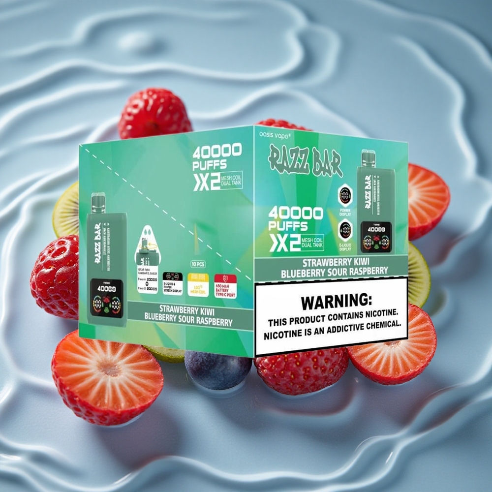 Razz Bar 40000 Puffs Vienkartinis Vape Braškė-Kivis/Mėlynoji Rūgščioji Avietė