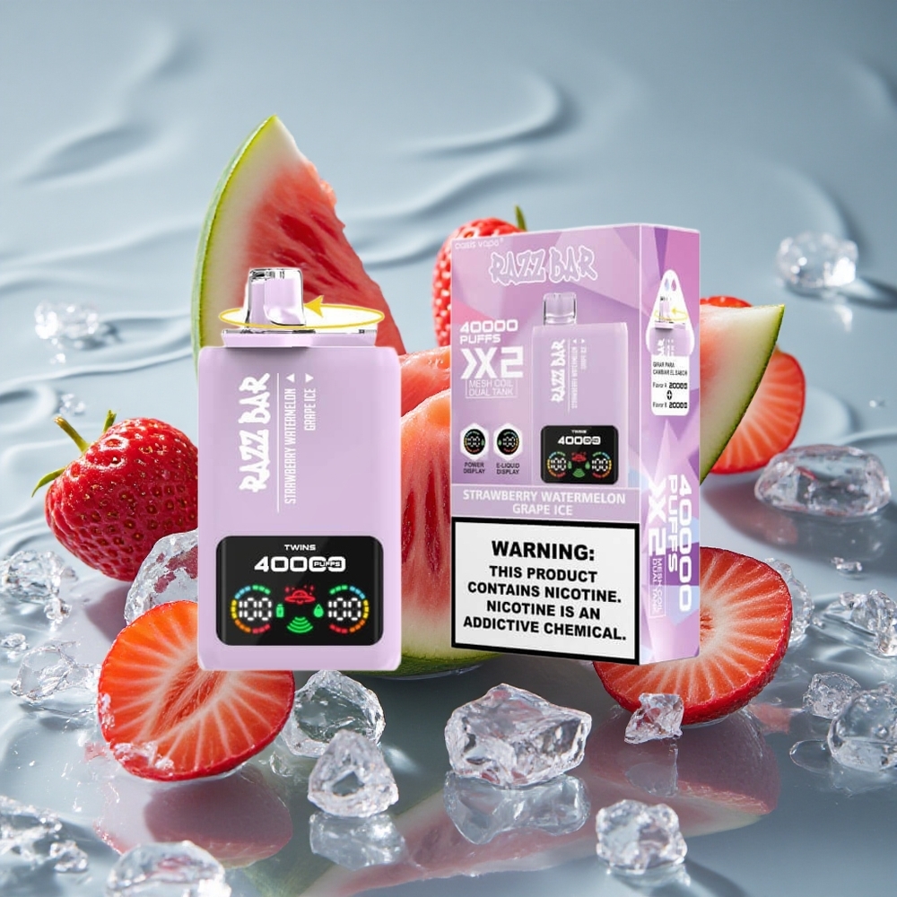 Razz Bar 40000 Puffs Vienkartinis Vape Braškės Arbūzas_Uogienės Ledas