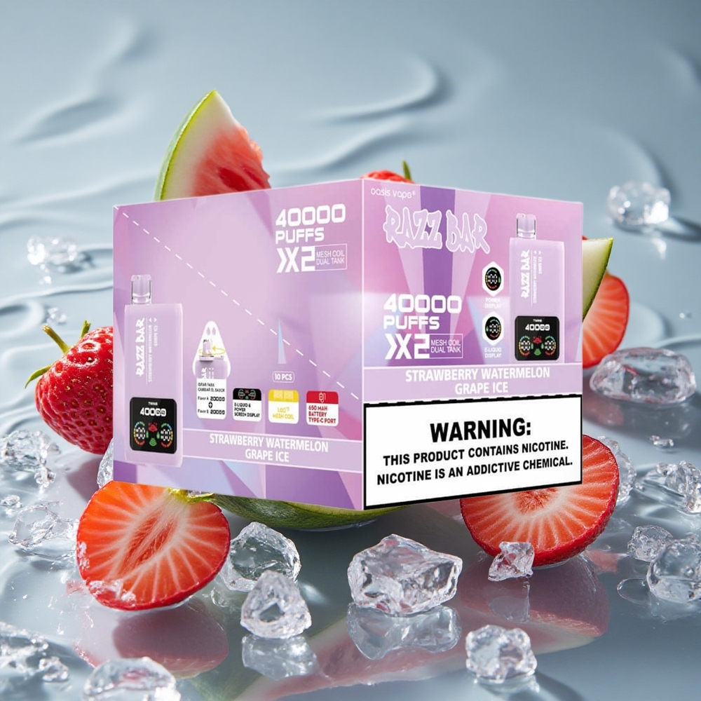 Razz Bar 40000 Puffs Vienkartinis Vape Braškės Arbūzas_Uogienės Ledas