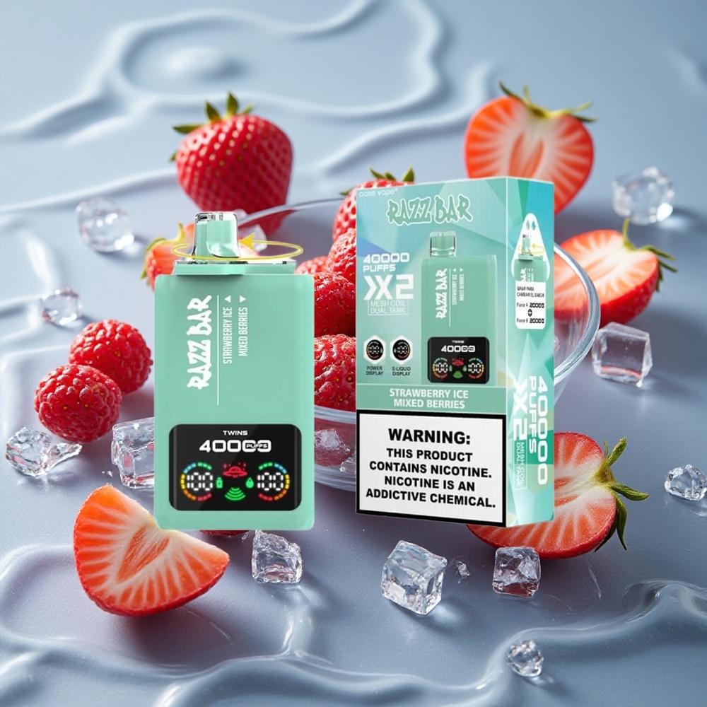 Razz Bar 40000 Puffs Vienkartinis Vape Braškės Ledas_Maišytos Uogos